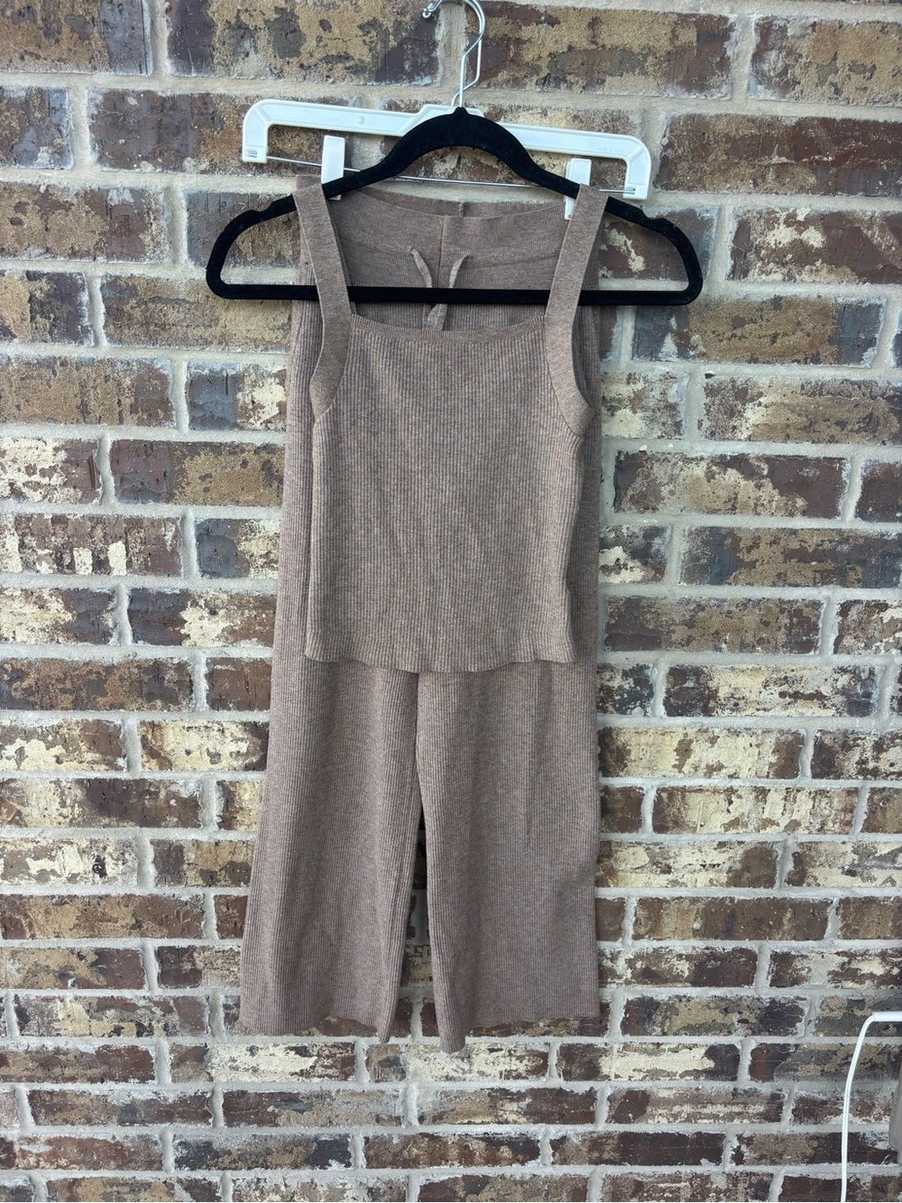 UNIQLO Ribbed Knit Two-Piece Set | Size S | Taupe